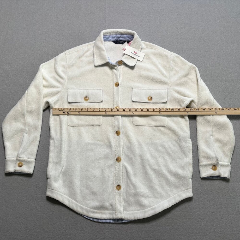 Mens Vineyard Vines Harbor Fleece Shirt Jacket White/Marshmellow Medium NWT $158 - Picture 5 of 11